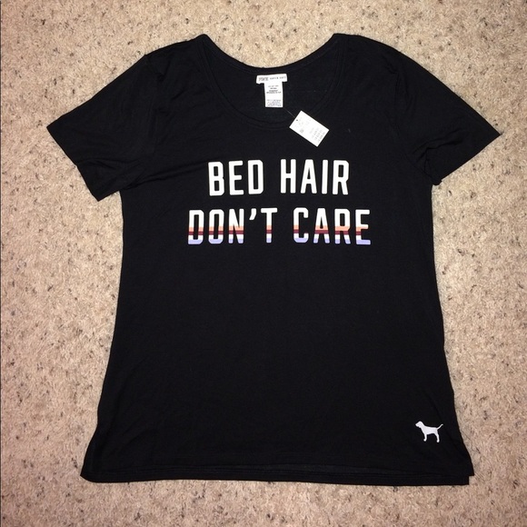 PINK Victoria's Secret Tops - "BED HAIR DONT CARE" TEE